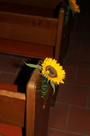 Bankschmuck mit Sonnenblume